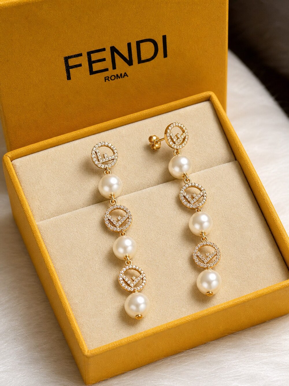 Fendi Modern Designer Earrings Style 1 | New with Box - Picture 6 of 9